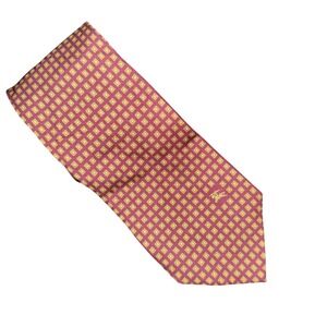 Vintage Burberrys of London Tie Mens Burgundy Geometric Knight Made in Italy 90s